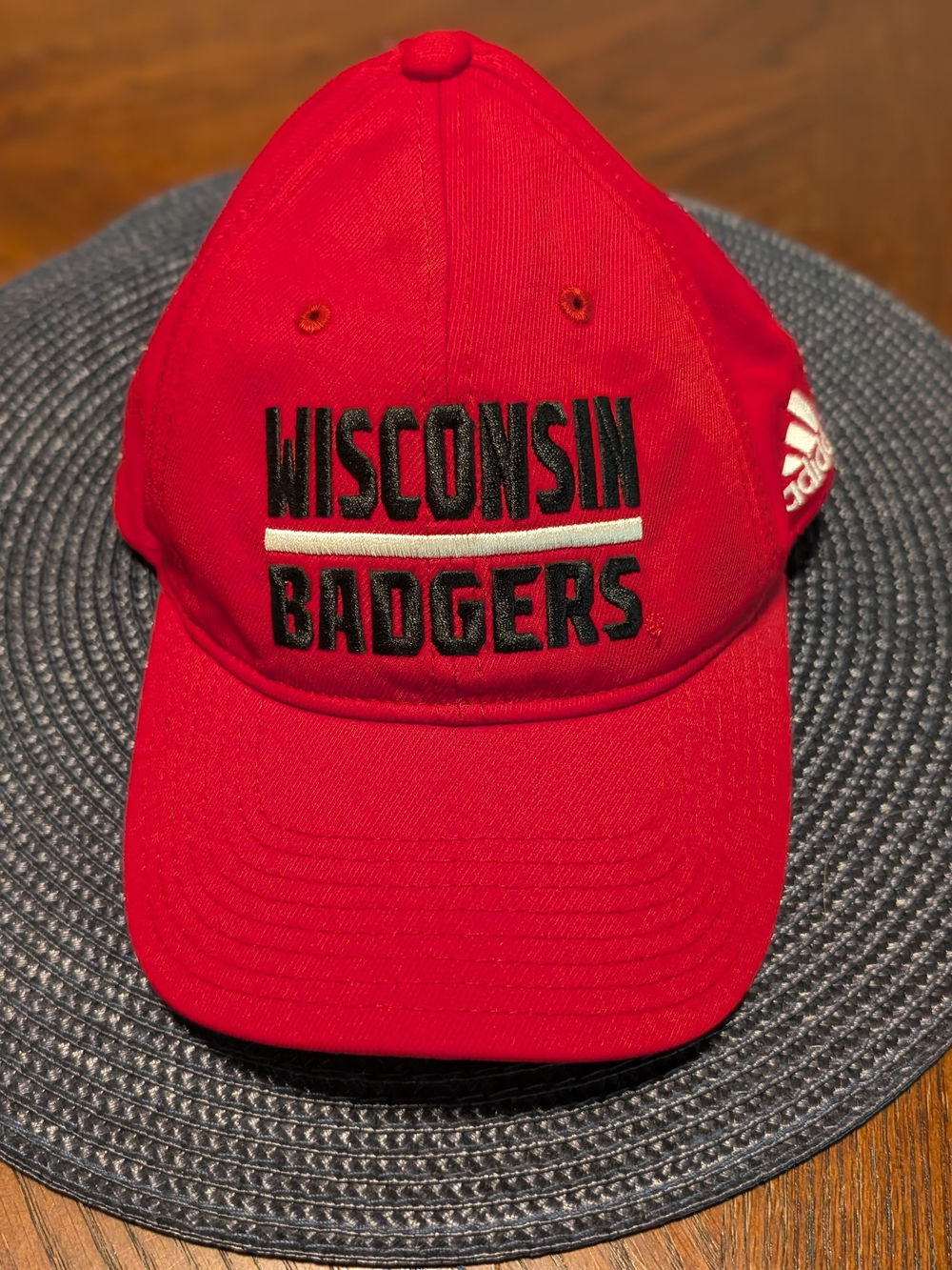 adidas Red Wisconsin Badgers Hat with Black Embroidery. Like New.